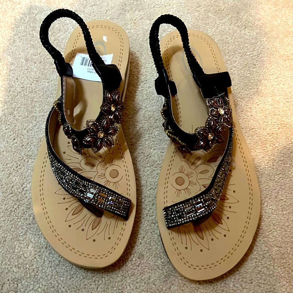 Size 9 sandal Black with rhinestones